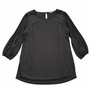 Adrianna Papell Plus Size 2X Black Pleated Sleeve Keyhole Back Blouse